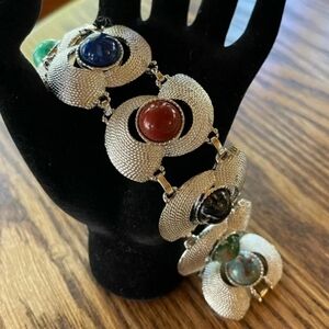 Sarah Coventry Silver and Multi-Colored Faux Stone Bracelet Ca 1963